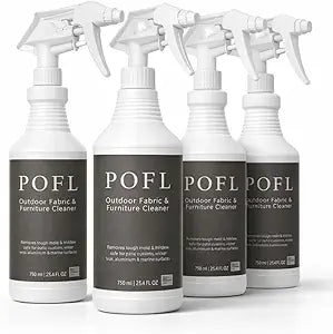 POFL Outdoor Fabric & Furniture Cleaner Removes Mold & Mildew Stains & Odors For Patio Cushions, Wicker, Teak, Aluminum & Marine Seating 25.36 fl oz (4 Pack)