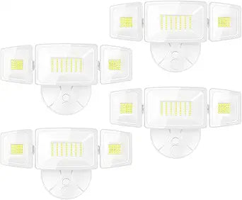 Onforu 4 Packs 75W Flood Lights Outdoor, 7000LM Brightness Security Lights, 3 Adjustable Heads, IP65 Waterproof, 6500K Wall Mount Exterior LED Flood Light (White)