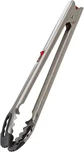 Prep Solutions 12-Inch Stainless Steel One-Handed Locking Tongs Ergonomic Design for Easy Gripping and Serving
