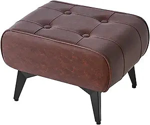YMYNY Ottoman, Foot Stool with Metal Legs, Faux Leather Stool, Pouf Couch Stool, Modern Multifunctional Small Square Accent Small Table for Bedroom, Living Room 15.75"D11.81"W10.24"H Brown UHBD037Z
