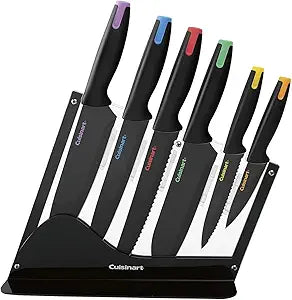 Cuisinart Advantage Nonstick Ceramic-Coated Knife Set, 7-Piece Acrylic Block Stainless Steel Knives for Precise Cutting, Durable Kitchen Knife Set with Ergonomic Handles, C55-7PCE