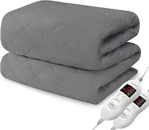Heated Mattress Pad Queen Size, Electric Mattress Pad Cover w/Dual Control 8 Heating Settings, Bed Warmer w/ 4 Auto Shut Off Settings, UL Certified, Deep Pocket, Machine Washable, Dark Grey
