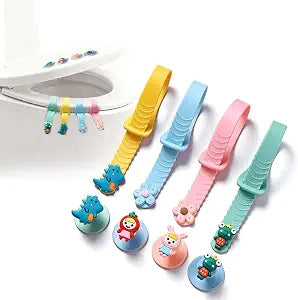 Toilet Seat Lifter - 4 Pcak Cute Silicone Lift Tab Handle with Comfort Grip, Universal Bathroom Accessory for Easy and Sanitary Lid Lifting Toilet Lid Opener (4pcs mix)