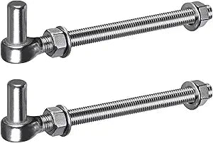 Insaga M16x 10'' J-Bolt Gate Hinge, 304 Stainless Steel J-Bolt Post Hinge for Farm Gate, 5/8" Male Pin J-Bolt Hinge for Chain Link Fence Gate, Gate Hinges for Metal Gates (2Pcs)