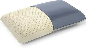Firm Talalay Latex Pillow, Slim Design, Instant Cooling Ice Silk Pillowcase, OEKO-TEX Certified Supportive Bed Pillow for Neck Pain, Non-Flattening for Stomach Sleepers (Standard - 4.7" Low Profile)