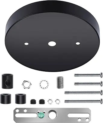 Canomo 5 1/8 Inches Ceiling Lighting Canopy Kit Single Head Pendant Light Plate Cover with All Mounting Hardware for Chandelier or Pendant Light (Black)