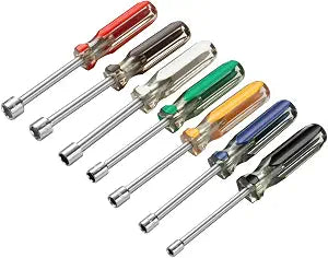 ROTATION 7PC Metric Nut Driver Set 5-12mm Hex Drivers Color-Coded Grips