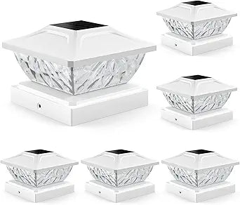 Solar Post Cap Lights Outdoor 6 Pack, 2 Mode Bright Fence Post Solar Lights Outdoor Waterproof, Deck Fence Post Cap Light Solar Powered for 4x4 4.5x4.5 5x5 Posts in Garden Decor