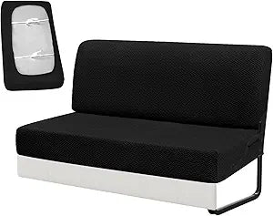 RV Couch Covers for Sofa Bed,2-Piece Backrest and Seat Slip Covers,for Jackknife Sofa,rv Furniture Cover(Black)