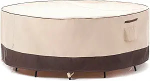 F&J Outdoors Patio Furniture Covers Waterproof Anti-UV Rip-stop Fabric Extra Large Outdoor Furniture Covers, 130" Dia x 35" H