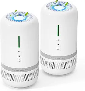 Air Purifiers for Home,H13 HEPA Small Air Purifier for Room up to 960ft┬▓,Air Purifiers for Home Pets,Odor,Dust,Quiet Air Cleaner for Office,Living Room,Bedroom,White 2 Pack