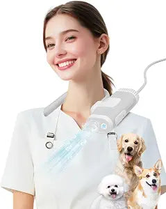 Hands-Free Dog Hair Dryer Low Noise Pet Grooming Blower for Small & Medium Dogs Cats, Fast Drying, Adjustable Heat & Speed, Portable (Green)