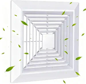 Bathroom Exhaust Fan Cover White 9x9 Inches Square Ceiling Fan Grille with Springs, Replacement for Wall-Mount Exhaust Fan, Ceiling Fan Grille, Air Diverter