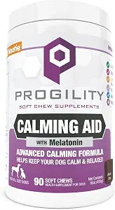 Progility Dog Calming Supplement for Stressful Situations & Daily Support Supports Calm Behavior & Emotional Balance with Melatonin, Soft Calming Chews (90 Count)