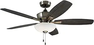 Luminance kathy ireland HOME Lindell 52-inch Transitional Ceiling Fan with Reversible Blades, 5-Blade Ceiling Fan with LED Lighting, Antique Pewter (CF825AP)