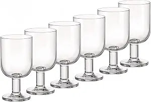 Bormioli Rocco Hosteria Goblet Stackable Wine Glasses Set of 6-11.75 Oz Clear Stemmed Drinkware for Red & White Wine - Durable Everyday Glasses for Dining, Entertaining & Bar Service
