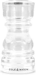Cole & Mason London 5" Acrylic Durable Lightweight Seasoning Shaker for Salt, Pepper, or Spices Easy to Refill & Clean Clear Acrylic Body for Modern Look & Fill Visibility