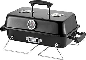 Portable Charcoal Grill, Tabletop Outdoor Barbecue Smoker, Small BBQ Grill for Outdoor Cooking Backyard Camping Picnics Beach,BLACK