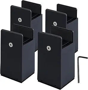 4 Inch Bed Risers with Adjustable Screw Clamp Heavy Duty Furniture Risers Set of 4 Furniture Leg Extenders for Bed Table Chair Sofa (100mm, Black)