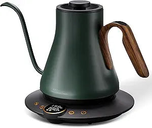 Cocinare Gooseneck Electric Kettle, 1F Precise Temperature Control, 1500W Fast Heating, Pour Over Coffee & Tea Kettle with Brew Timer & Keep Warm, Stainless Steel, 0.9L (Delacroix Green)