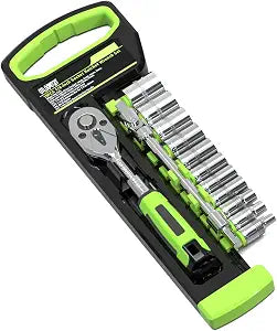 OTLOOMTBT 15-Piece 1/4 Inch Drive Metric Socket Wrench Set, 4-14mm