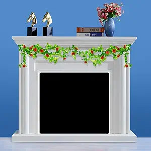 Magnetic Fireplace Cover, Fireplace Draft Stopper with 12 Pieces Strong Magnets, Fireplace Blanket for Heat Loss, Air Blocker for Winter and Summer, 48"x32", Black