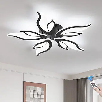 Modern Ceiling Light Fixture, 3000K-6000K Dimmable Flush Mount Ceiling Light, 45W Acrylic Black LED Ceiling Lights for Living Room, Bedroom, Dining Room,23.6In