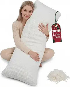Talatex Premium Natural Latex Body Pillow 3 Adjustable Compartments for Custom Support, Tencel Silk Removable Cover, Ideal for Side Sleepers & Pregnancy, Full Long Pillow (20x55 Inch)