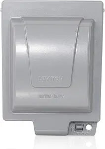 Leviton Weatherproof Box, Extra Duty 2-Gang While-In-Use Cover Includes Inserts for Single, Duplex and Decora/GFCI Receptacles, Vertical Mount, Metallic Enclosure, IUM2V-GY Outdoor Outlet Cover, Gray