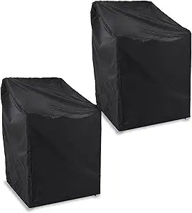Covermates Classic Outdoor Chair Cover Heavy-Duty 12-Gauge Vinyl Patio Chair Protector, Weather-Resistant, Elastic Hem, Fits Most Garden & Deck Chairs, 34W x 40D x 40H - Set of 2
