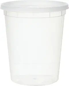 YW Plastic Soup Food Container with Lids (12), 32 oz, 12 Pack, Clear