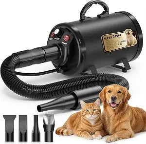 PETNF 4-Nozzle High Velocity Dog Dryer, 3.2HP Pet Grooming Blower Adjustable Speed & Temperature, Fast Drying for Golden Retrievers, Huskies, German Shepherds & Thick Coats, Low Noise Design