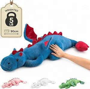 35.4" Weighted Dragon Plush Toy, 5lb Weighted Stuffed Animals, Silent Glass Beads Large Dragon Pillow for Sensory Relaxation for Kids and Adults, for Bedtime & Lounging