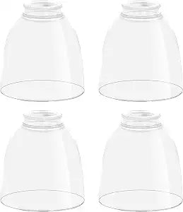 Clear Glass Bell Shade Replacement 1.65" Fitter Compatible with Chandeliers, Wall Sconces, Vanity & Ceiling Lights Decorative Lamp Globe for Home Lighting, 4 Pack