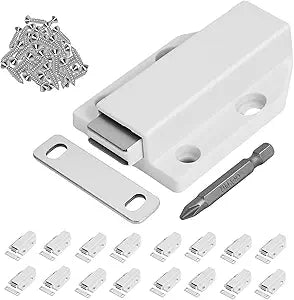 16 Pack Magnetic Push Latch,Heavy Duty Magnetic Touch Latch,for Push to Open Cabinet or Kitchen Drawer, Kitchen Door,on Strong Pop Out (White - 2.7 inch, 16 Pack)