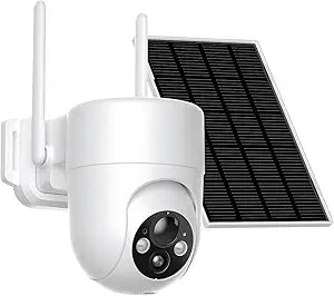 ELYSOO Solar Camera Outdoor Wireless, 2K Color Night Vision, Security Cameras Wireless Outdoor with 360View, Battery Powered, 2.4GHz WiFi, Instant Alerts, IP65