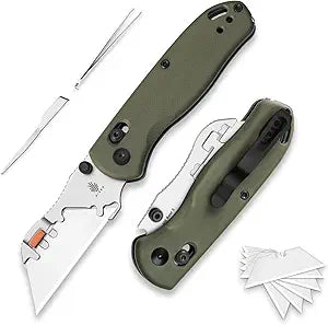 Kizer Uti Bear(Tool-Free Version) Folding Utility Knife, Quick Change Box Cutter EDC knife with 5PCS Razor Blades, Clutch Lock & Pocket Clip Small Pocket Knives for Men Women V3619JA6