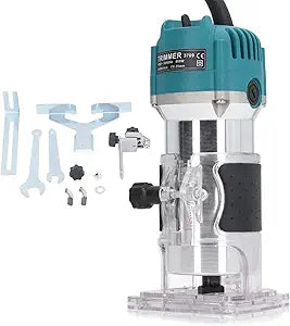 Compact Palm Router 110V 800W 30000RPM Laminate Trimmer with 1/4" Collet for Slotting Trimming Carving Handheld Woodworking Tool