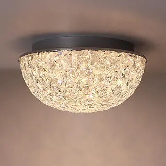 DAKASON LED Ceiling Light Fixture Flush Mount, Crystal Chandelier Modern Ceiling Light for Kitchen, Hallway, Living Room, Foyer, Closet, 12In 15W 1640LM, 3/4/5000K CCT Selectable, Dimmable