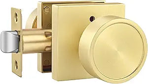 Goldenwarm Gold Door Knobs Interior, Privacy Door Knob Zinc Alloy, Brushed Gold Interior Door Knobs for Bedroom Bathroom, 1 Pack