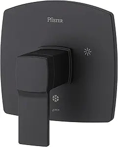 Pfister Deckard Single Handle Shower Valve Trim with Hot and Cold Indicator, Pressure Balance Functionality, All Metal Construction, Matte Black Finish R89-1DAB