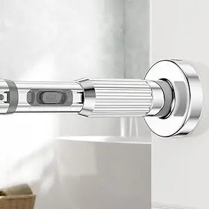 MEXAU Stainless Steel Tension Curtain Rod 41-126 Inches (4-10 ft), Adjustable Shower Curtain Rod No Drilling, Heavy Duty Tension Rod for Windows, Living Room, Bathroom, Bedroom, Outdoor, Silver