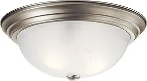 Kichler 15.25" Flush Mount Ceiling Light Fixture, 3-Light Brushed Nickel with Clear Satin Etched Glass for Kitchen, Bedroom, Dining Room, Hallway (15.25" x 6"), 8110NI