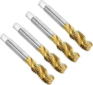 uxcell 4pcs Spiral Flute Thread Taps, 1/2-13 UNC H2 Screw Threading Tap, Titanium Coated 6542 High Speed Steel Machine Tapping Tools for Machinist Repair