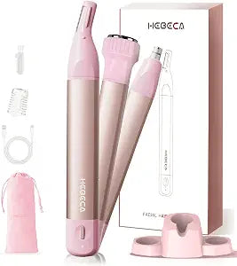 Nose Hair Trimmer for Women 3in1 Facial Hair Removal Trimmers- Rechargeable, Waterproof, Portable with Travel Bag- Trims Nose, Ear, Eyebrow, Peach-Fuzz, Lips, Chin Face Hair Remover (Rose Pink)