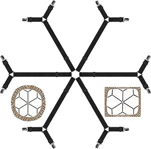 TGOOD Gift for Mum!Sheet Fasteners keepers-Adjustable Elastic Bed Sheet Holder Straps for Full,Queen,King Twin Bed,6 Way Cross Sheet Clips Suspenders Band,Fitted Round and Square Mattresses.(black)