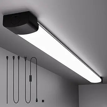 Plug in Light 4FT 5000K Linkable LED Tube Shop Closet Under-Cabinet Utility Lights, IP66 Waterproof, Overhead Ceiling Workbench Light, LED Light Bar for Room Office Garage Shop Bathroom