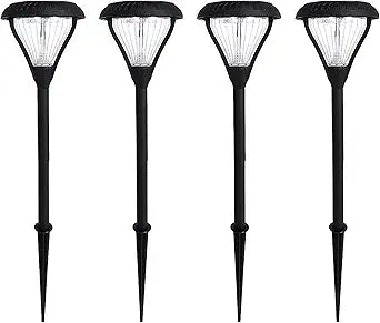 Gama Sonic Premier Outdoor Pathway Garden Landscape Light with 2 Color LEDs, Warm White and Bright White, Black, Heavy Duty Cast Aluminum, 50 Lumens, 4-Pack (239iP490080)