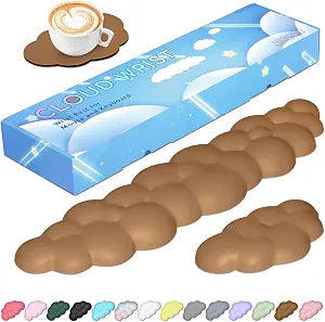 JIKIOU Upgrade Leather Cloud Wrist Rest for Keyboard and Mouse & Cup Pad