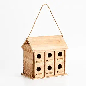 Wooden Bird Houses for Outside, 12 Rooms Hanging Bird House, Large Birdhouse for Wren Finch Bluebirds, Decorative Outdoor Bird Nesting Box